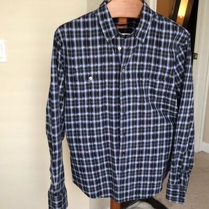 XL Boss Orange black and blue checkered shirt